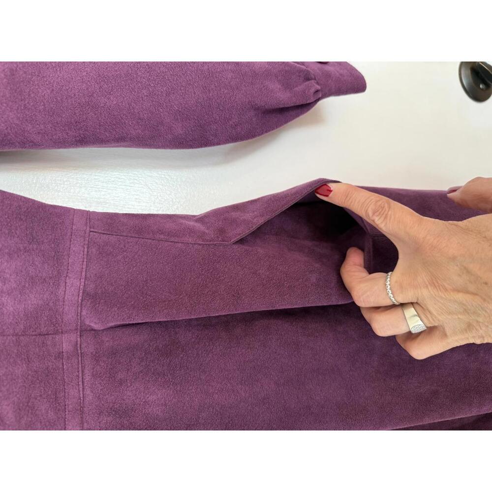 Vintage Mollie Parnis Purple Ultra Suede Long Sleeve Dress Small - Picture 8 of 15
